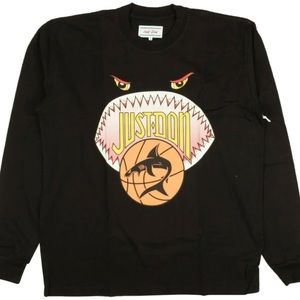 Just Don Black Basketball Shark Mouth Long Sleeve T-Shirt